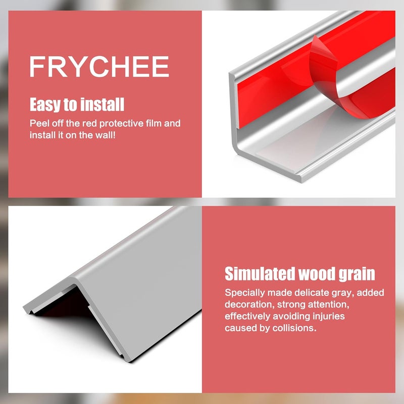 Frychee ‎ Wall Corner Protector, Walls Edge Protector，Self-Adhesive Wall Corner Guards,PVC Double Side Edge Protector， Furniture Stairs Guard (Gray 2PCS 90cm/35.4in) - Image 4